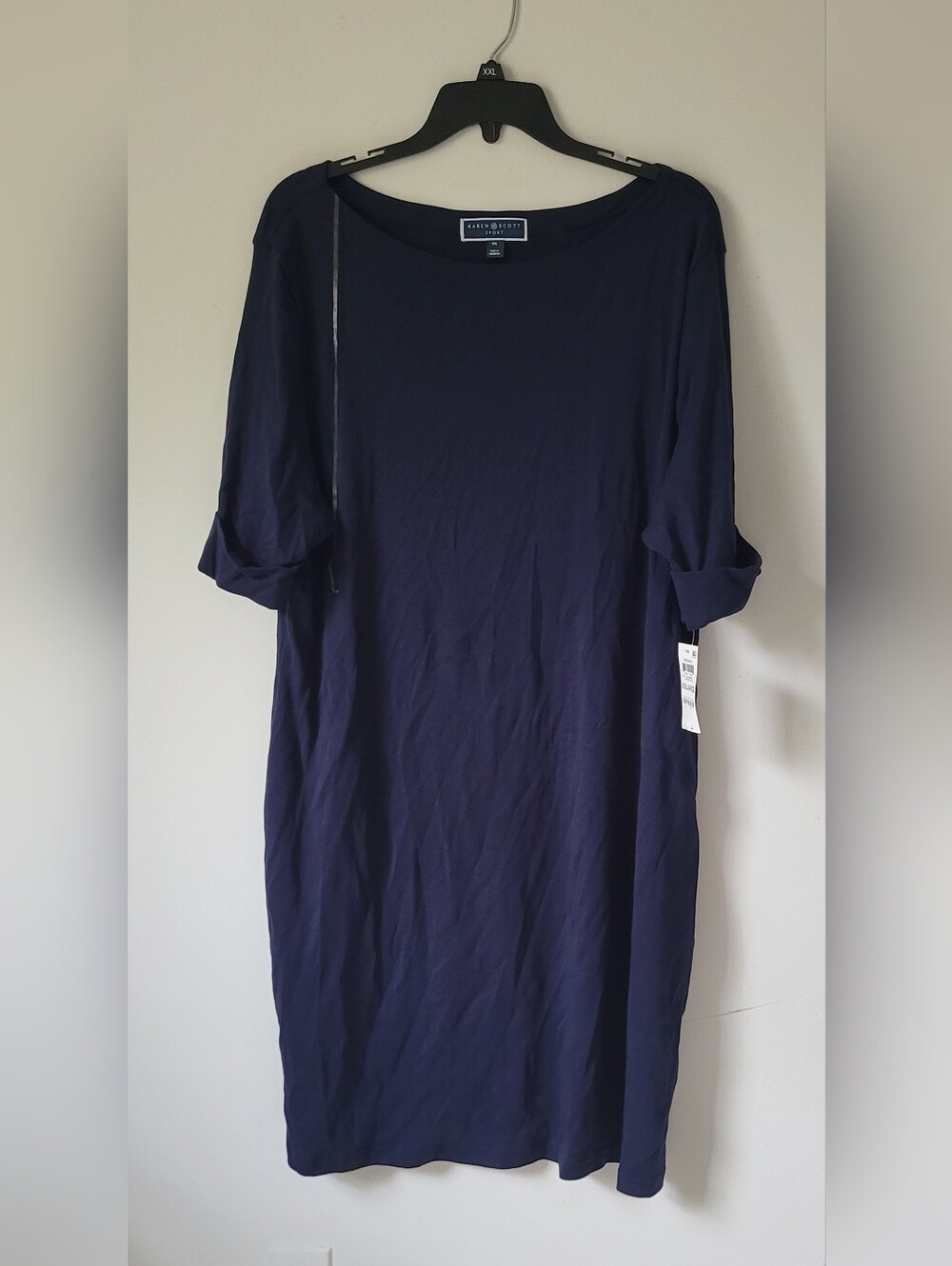 Karen Scott Women's Navy Blue Knee-Length Dress 2XL %100 cotton